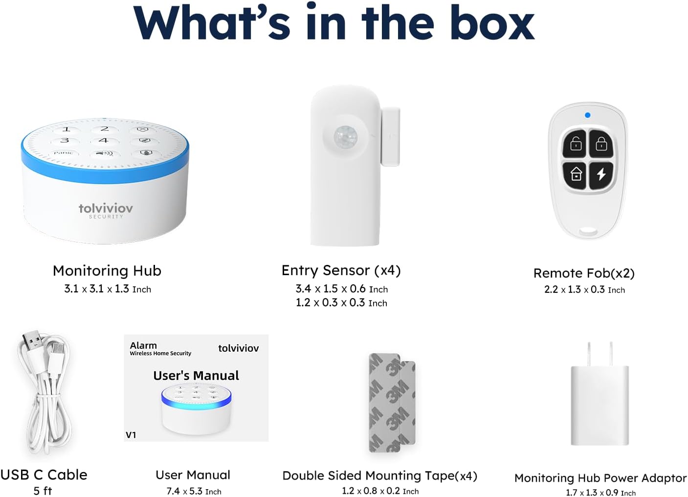 tolviviov Alarm System Wireless, DIY Door Alarm System for Home Security, Smart App Alerts, 7-Piece Kit, No Monthly fee, WiFi Alarm, Door Window Motion Sensor, for Home Security, and Kids Safety